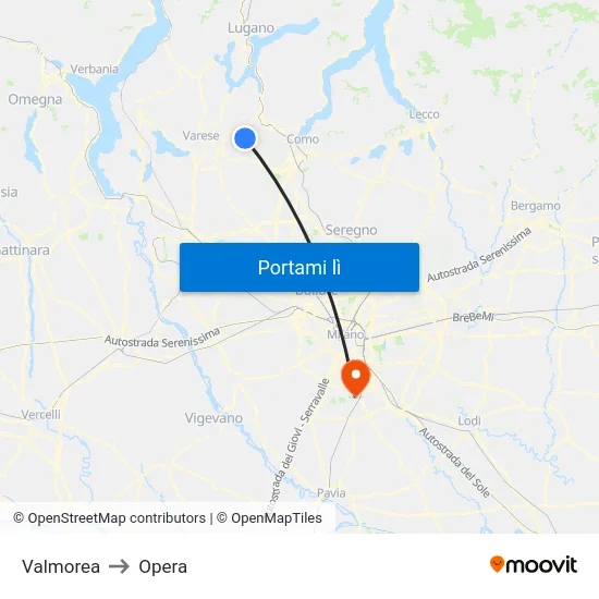 Valmorea to Opera map