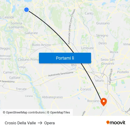 Crosio Della Valle to Opera map