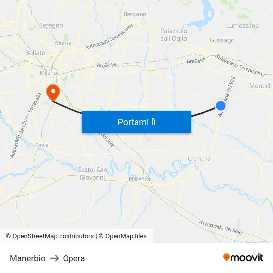 Manerbio to Opera map