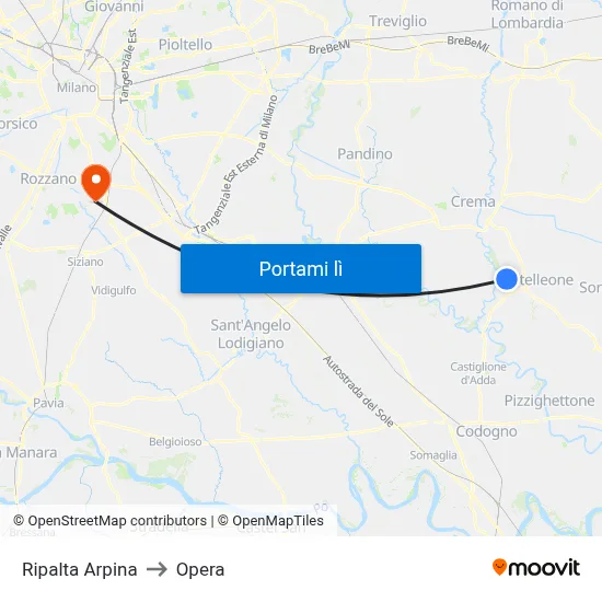 Ripalta Arpina to Opera map