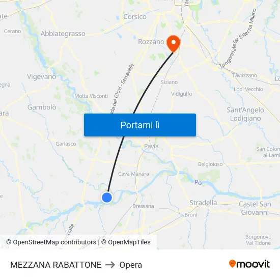 MEZZANA RABATTONE to Opera map