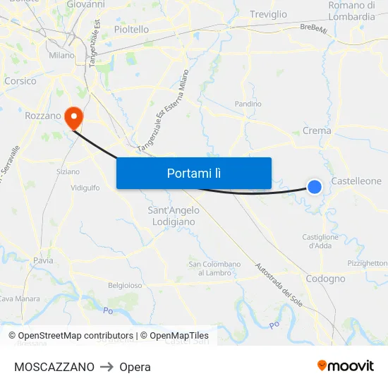 MOSCAZZANO to Opera map