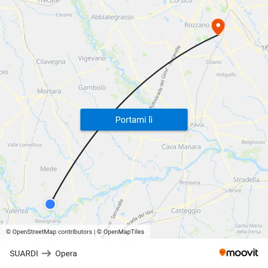 SUARDI to Opera map