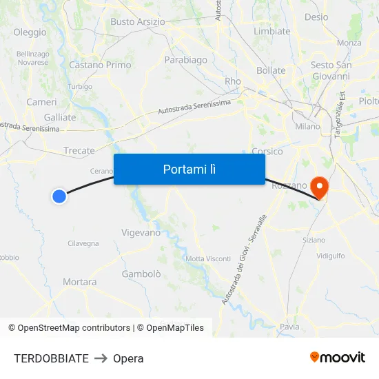 TERDOBBIATE to Opera map