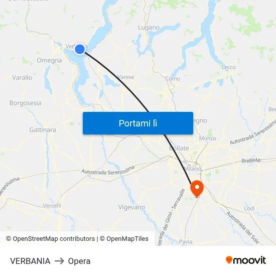 VERBANIA to Opera map