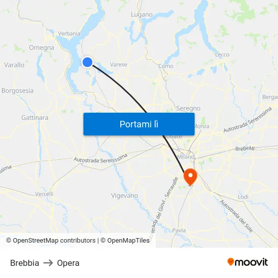 Brebbia to Opera map