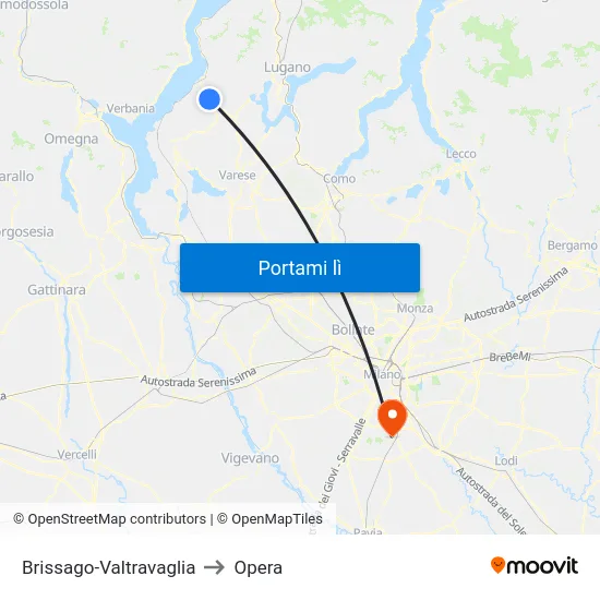 Brissago-Valtravaglia to Opera map
