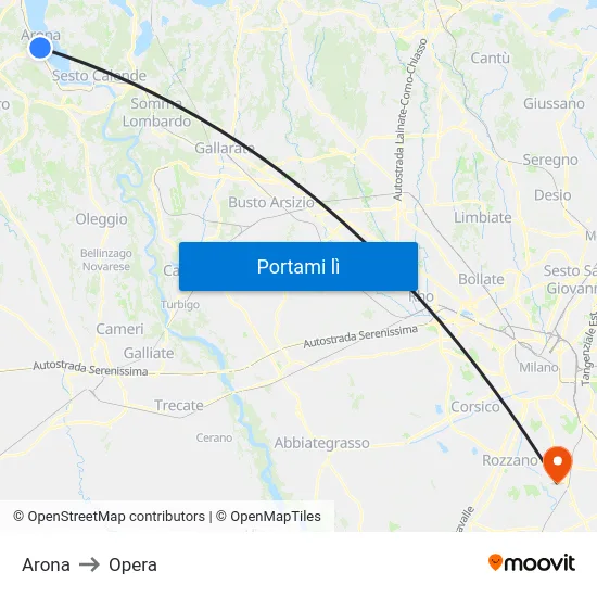 Arona to Opera map