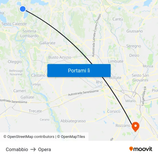 Comabbio to Opera map