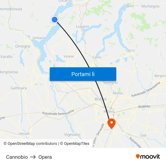 Cannobio to Opera map