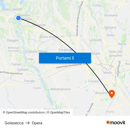 Golasecca to Opera map