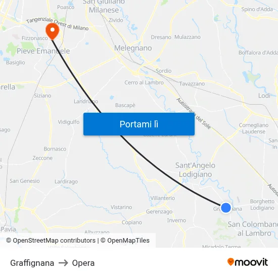 Graffignana to Opera map