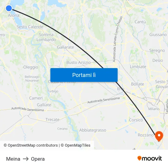 Meina to Opera map