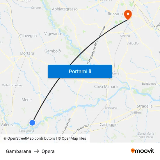 Gambarana to Opera map