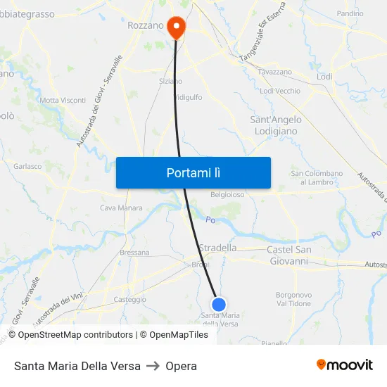 Santa Maria Della Versa to Opera map