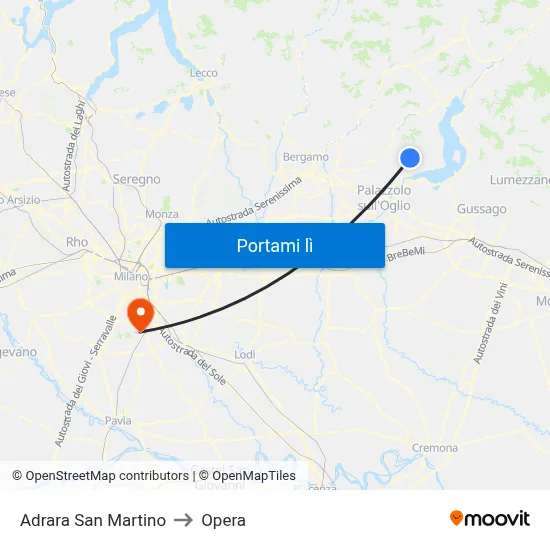 Adrara San Martino to Opera map