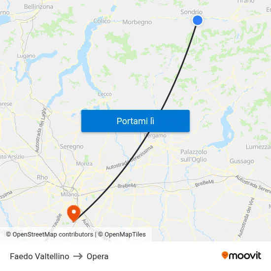Faedo Valtellino to Opera map