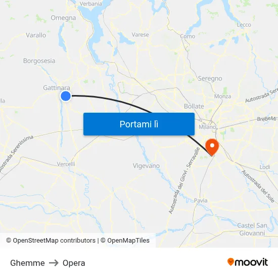 Ghemme to Opera map