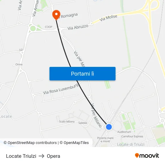Locate Triulzi to Opera map
