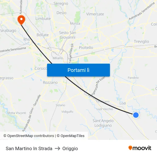 San Martino In Strada to Origgio map