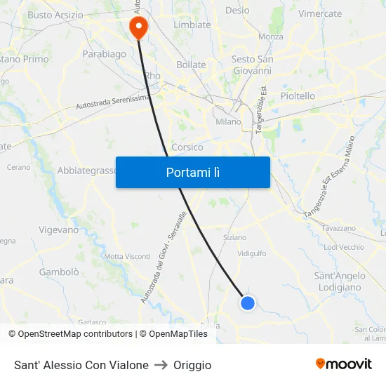 Sant' Alessio Con Vialone to Origgio map