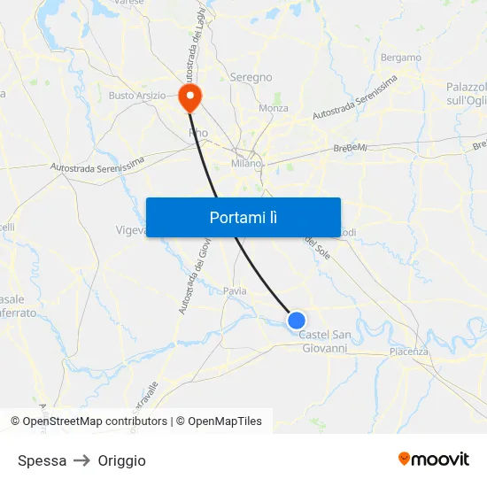 Spessa to Origgio map