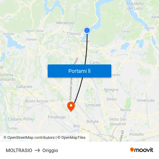 MOLTRASIO to Origgio map