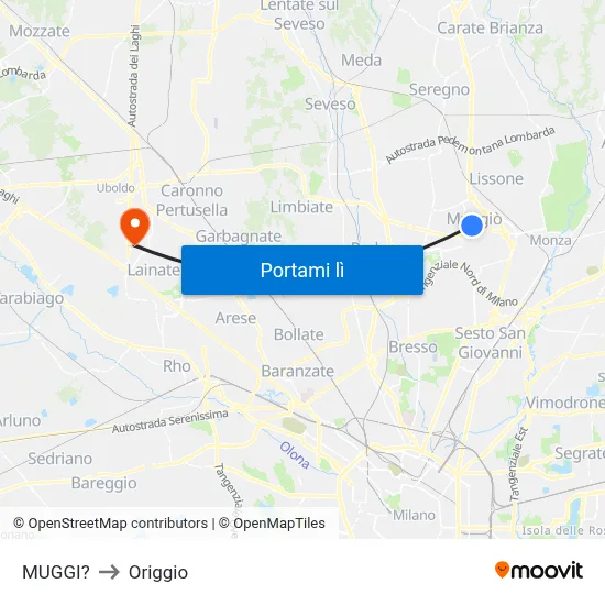 MUGGI? to Origgio map