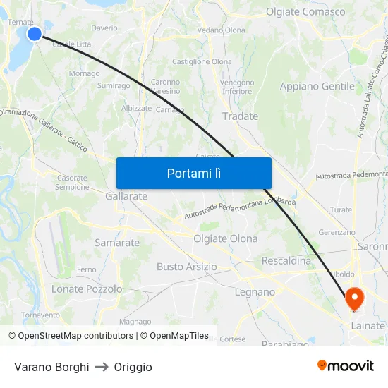 Varano Borghi to Origgio map