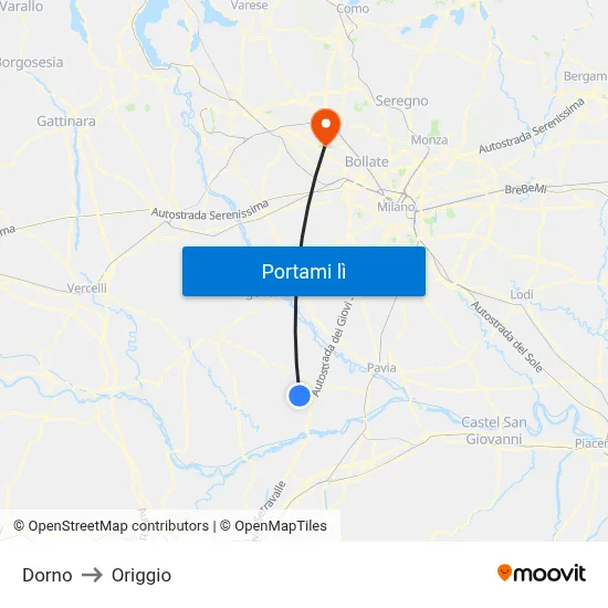 Dorno to Origgio map