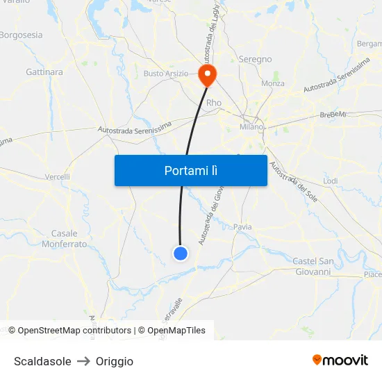 Scaldasole to Origgio map
