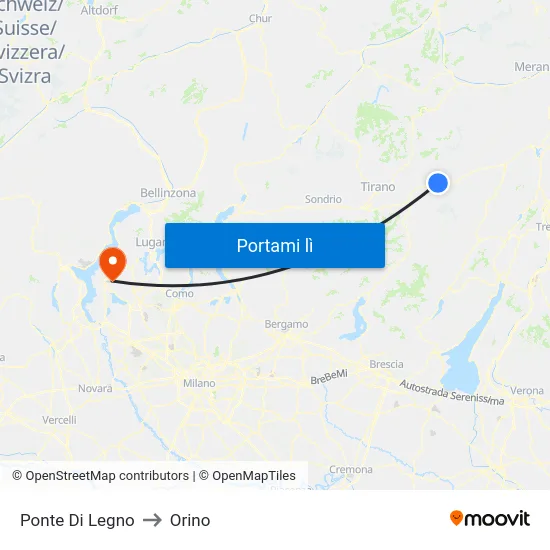 Ponte Di Legno to Orino map