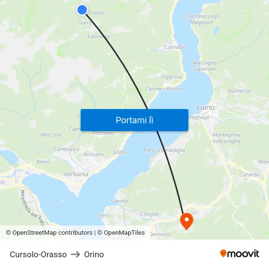 Cursolo-Orasso to Orino map