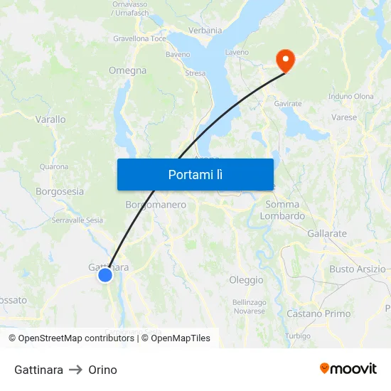 Gattinara to Orino map
