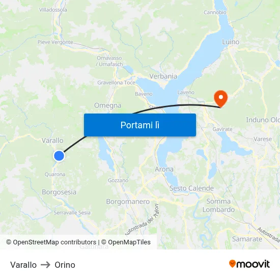 Varallo to Orino map