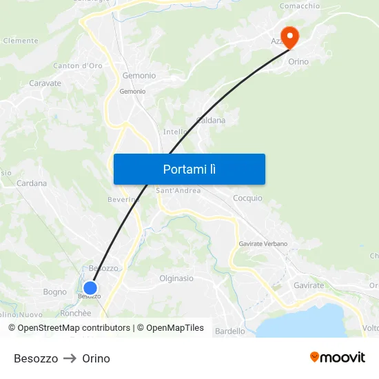 Besozzo to Orino map