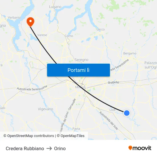 Credera Rubbiano to Orino map