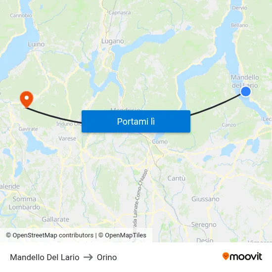 Mandello Del Lario to Orino map