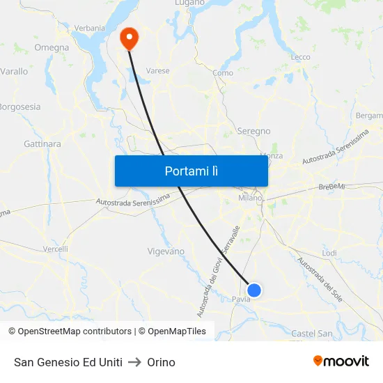 San Genesio Ed Uniti to Orino map