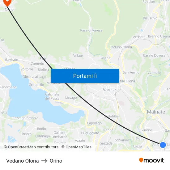 Vedano Olona to Orino map