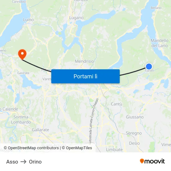 Asso to Orino map