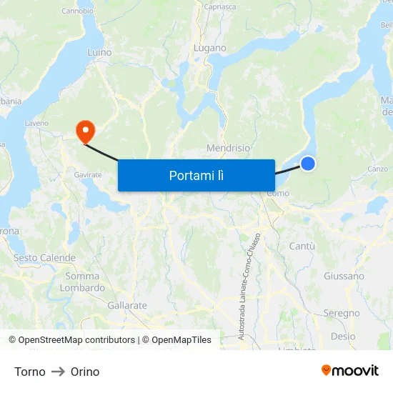 Torno to Orino map