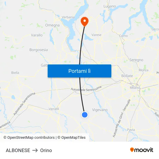 ALBONESE to Orino map