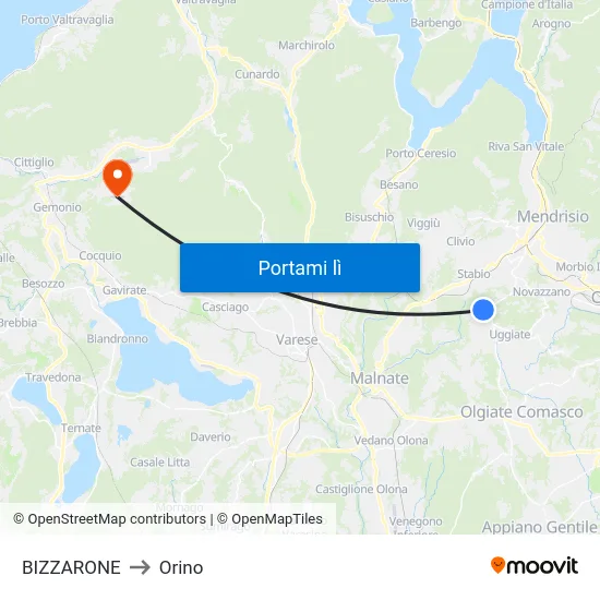 BIZZARONE to Orino map