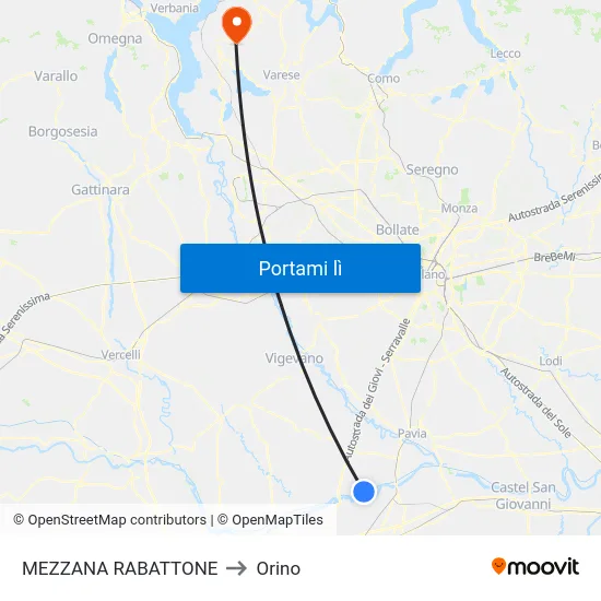 MEZZANA RABATTONE to Orino map