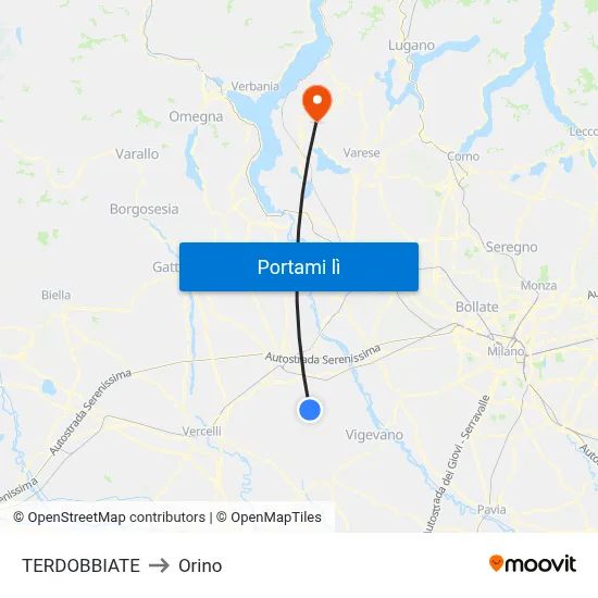TERDOBBIATE to Orino map