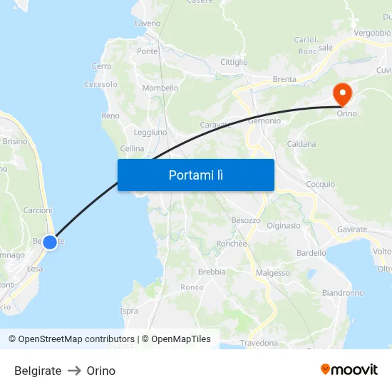 Belgirate to Orino map