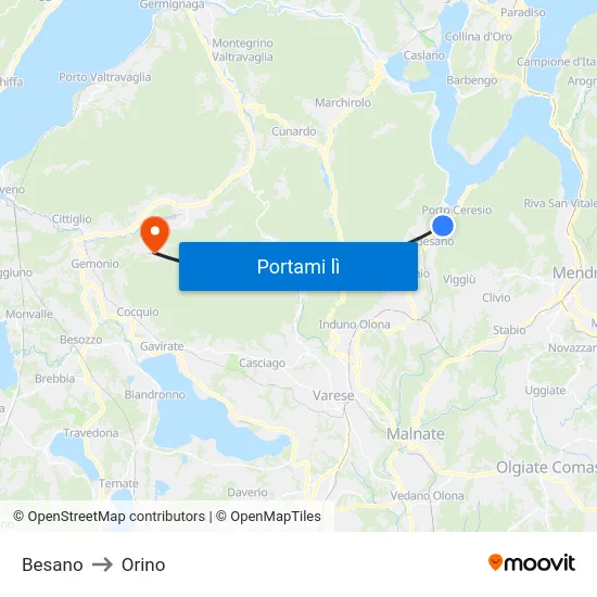Besano to Orino map