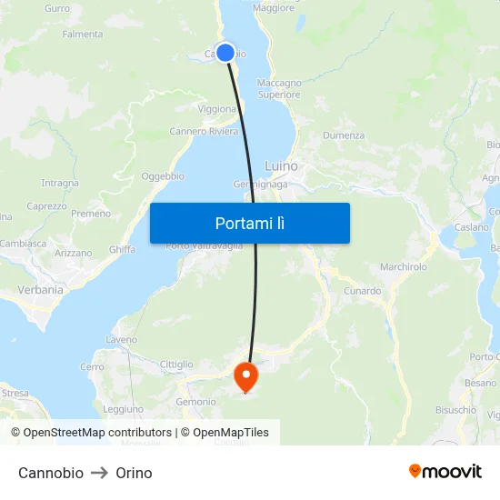 Cannobio to Orino map