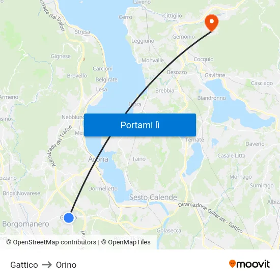 Gattico to Orino map